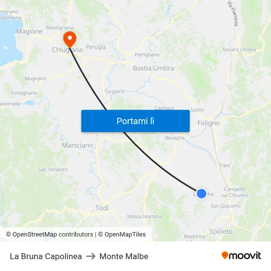 La Bruna Capolinea to Monte Malbe map