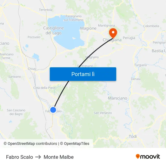 Fabro Scalo to Monte Malbe map