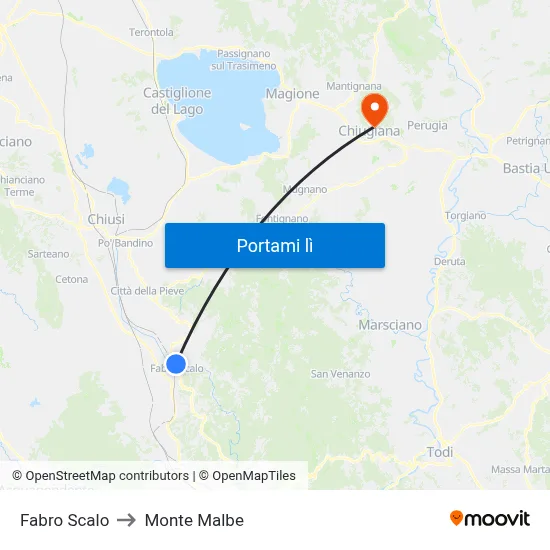 Fabro Scalo to Monte Malbe map