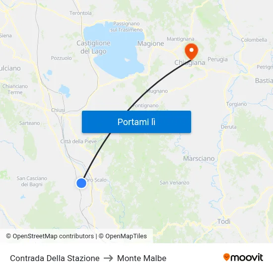 Contrada Della Stazione to Monte Malbe map