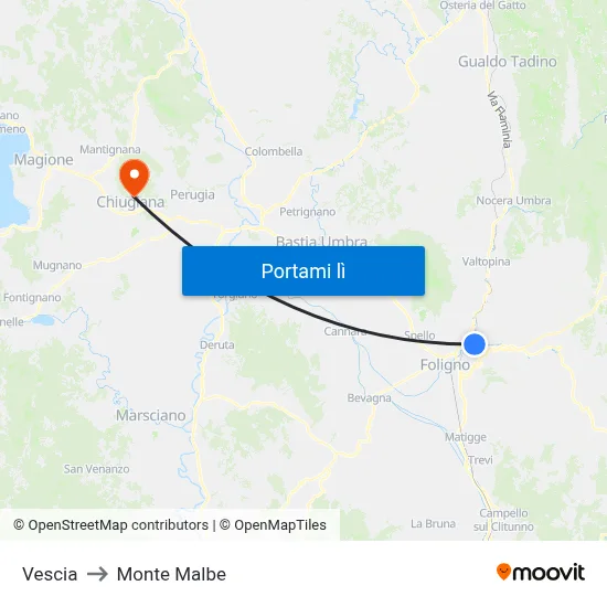Vescia to Monte Malbe map