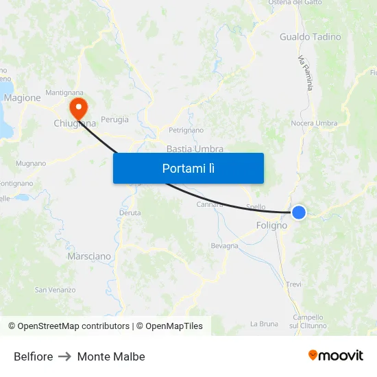 Belfiore to Monte Malbe map