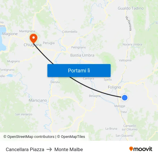 Cancellara Piazza to Monte Malbe map