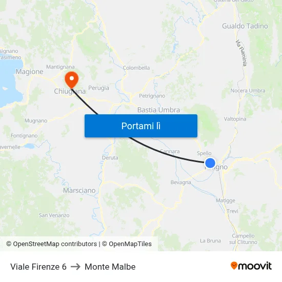 Viale Firenze 6 to Monte Malbe map