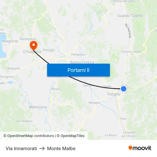 Via Innamorati to Monte Malbe map