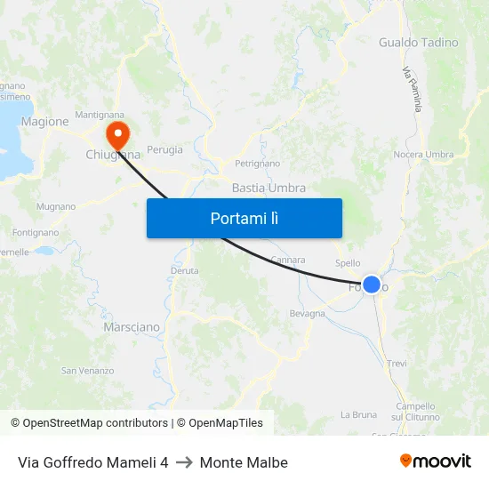 Via Goffredo Mameli 4 to Monte Malbe map