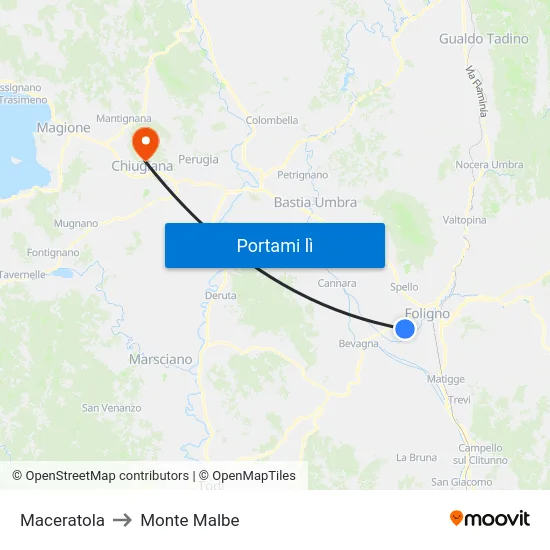 Maceratola to Monte Malbe map