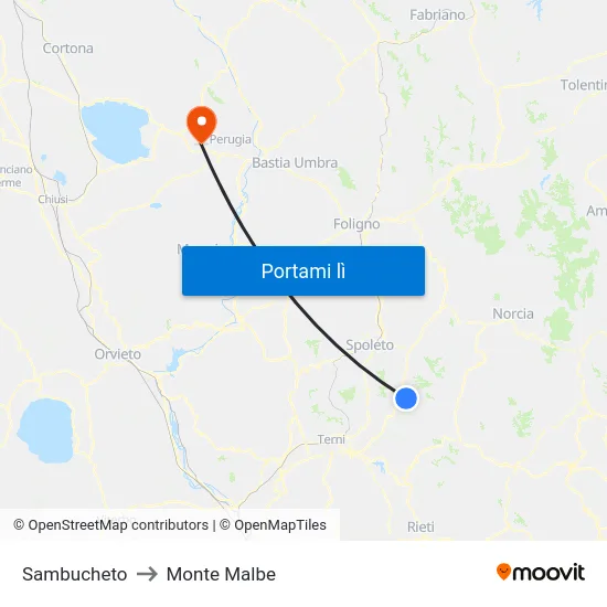 Sambucheto to Monte Malbe map