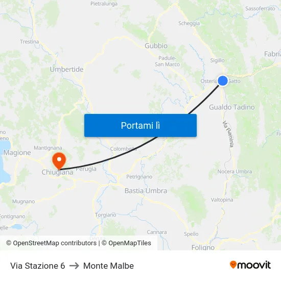 Via Stazione 6 to Monte Malbe map