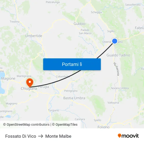 Fossato Di Vico to Monte Malbe map