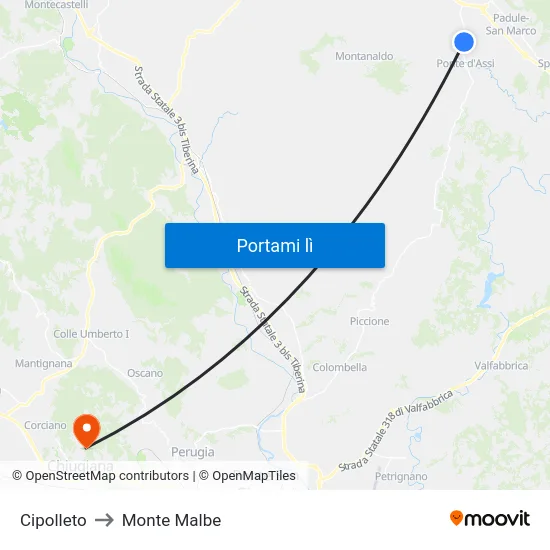 Cipolleto to Monte Malbe map