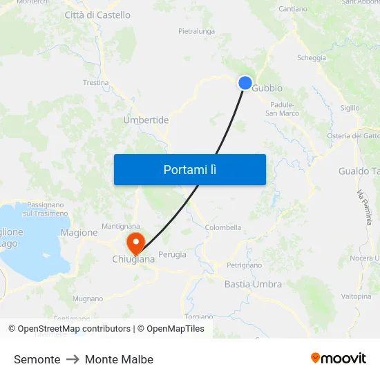 Semonte to Monte Malbe map