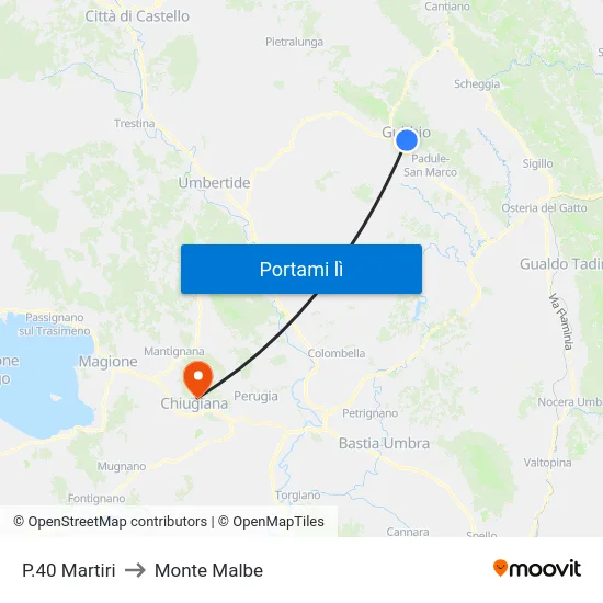 P.40 Martiri to Monte Malbe map