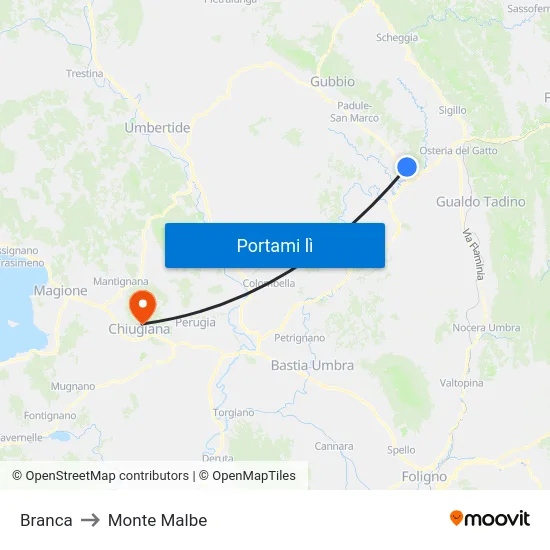 Branca to Monte Malbe map