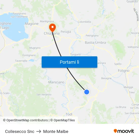 Collesecco Snc to Monte Malbe map