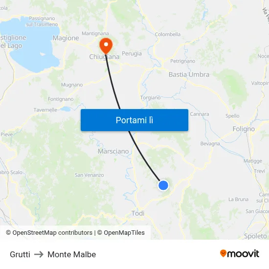 Grutti to Monte Malbe map
