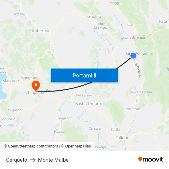 Cerqueto to Monte Malbe map
