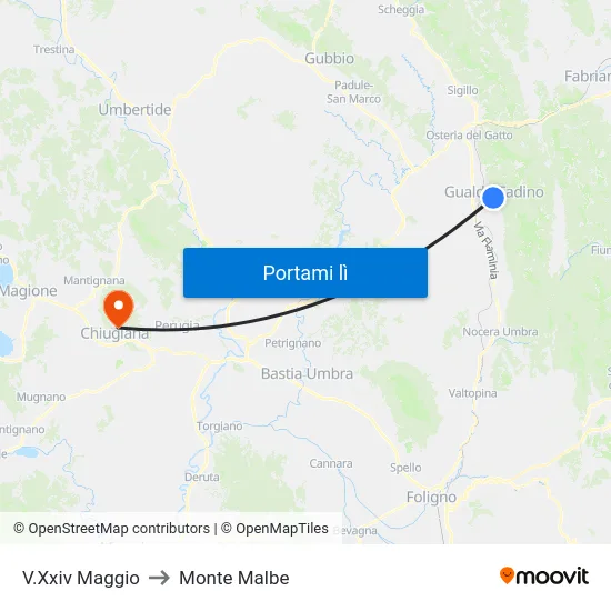 V.Xxiv Maggio to Monte Malbe map