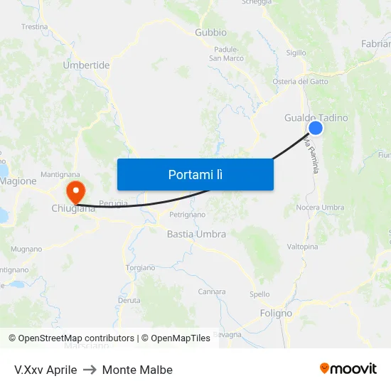 V.Xxv Aprile to Monte Malbe map