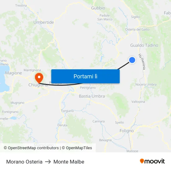 Morano Osteria to Monte Malbe map
