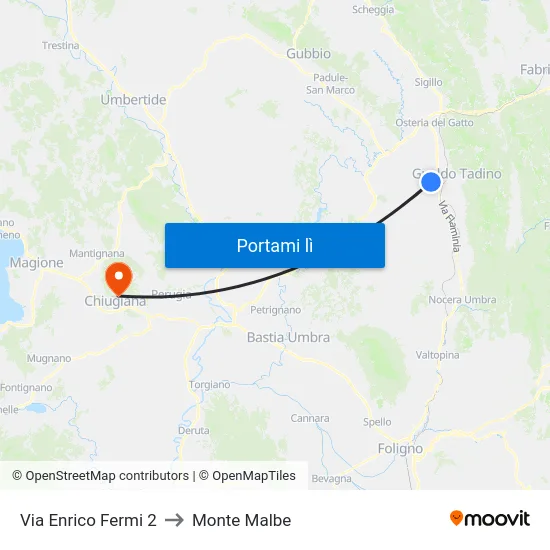 Via Enrico Fermi 2 to Monte Malbe map