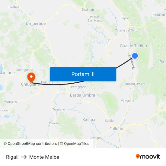 Rigali to Monte Malbe map