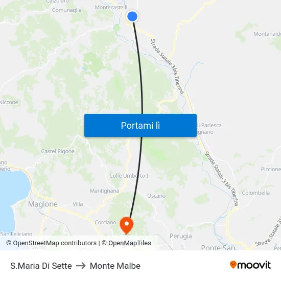 S.Maria Di Sette to Monte Malbe map