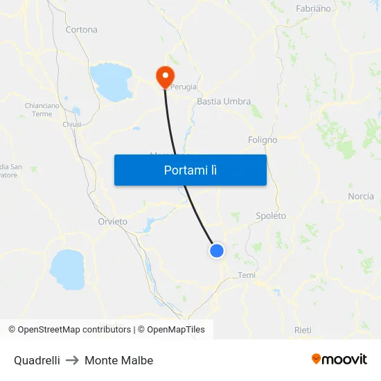 Quadrelli to Monte Malbe map