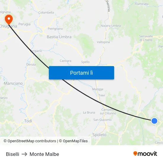 Biselli to Monte Malbe map