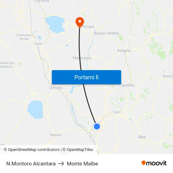 N.Montoro Alcantara to Monte Malbe map