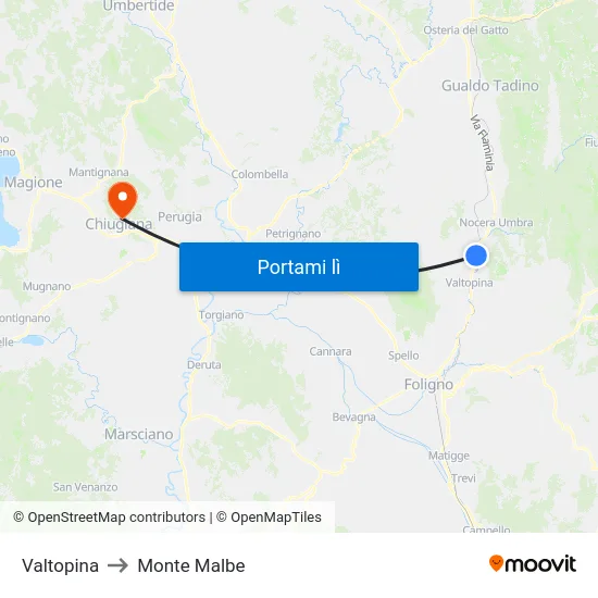 Valtopina to Monte Malbe map