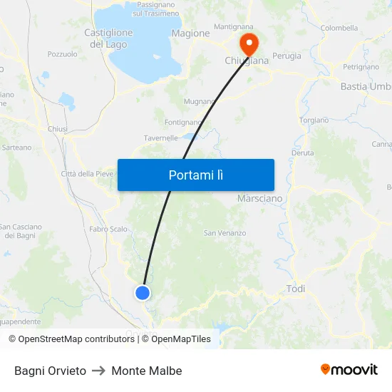 Bagni Orvieto to Monte Malbe map