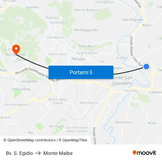 Bv. S. Egidio to Monte Malbe map