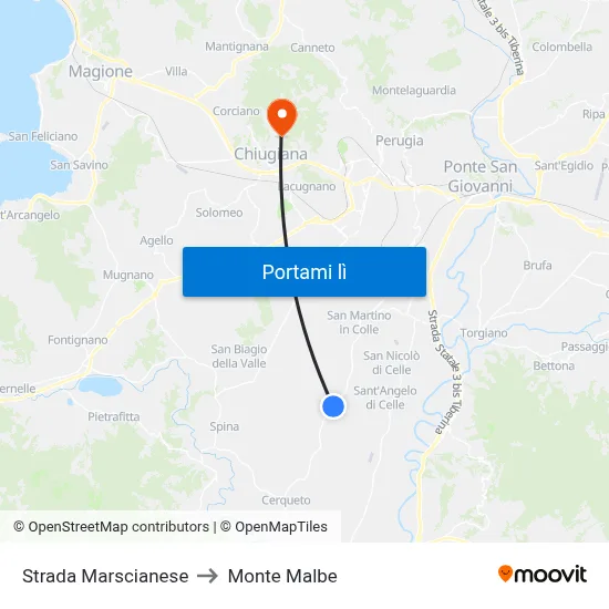 Strada Marscianese to Monte Malbe map