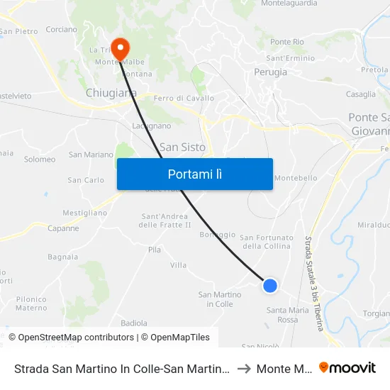 Strada San Martino In Colle-San Martino In Campo to Monte Malbe map