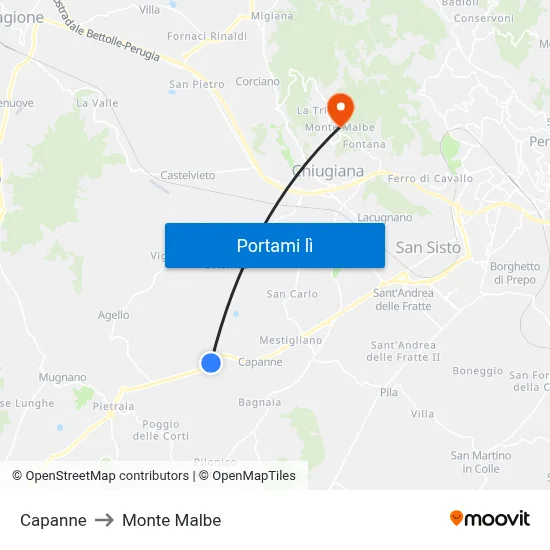 Capanne to Monte Malbe map
