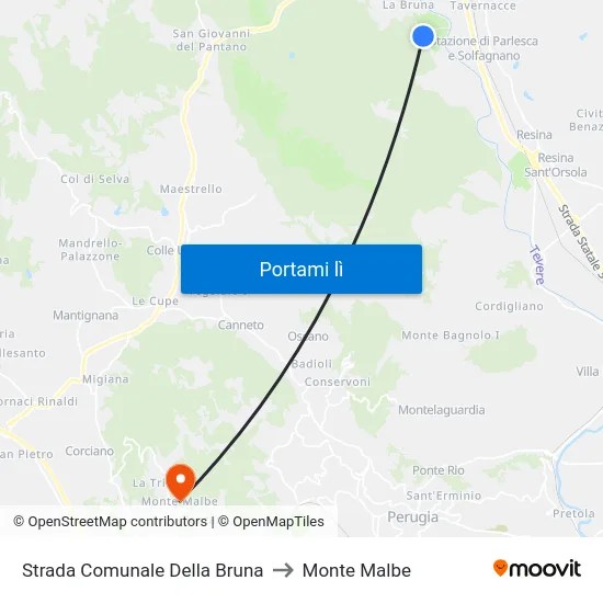 Strada Comunale Della Bruna to Monte Malbe map