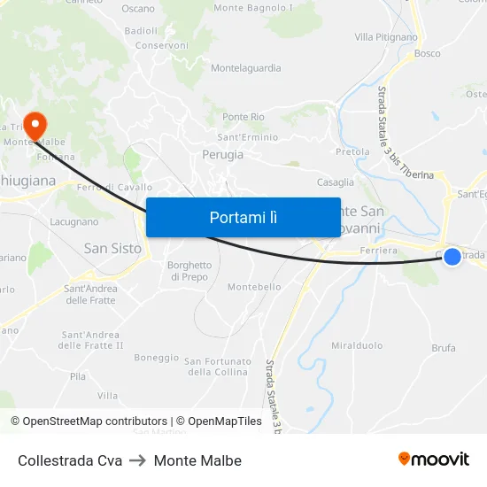 Collestrada Cva to Monte Malbe map