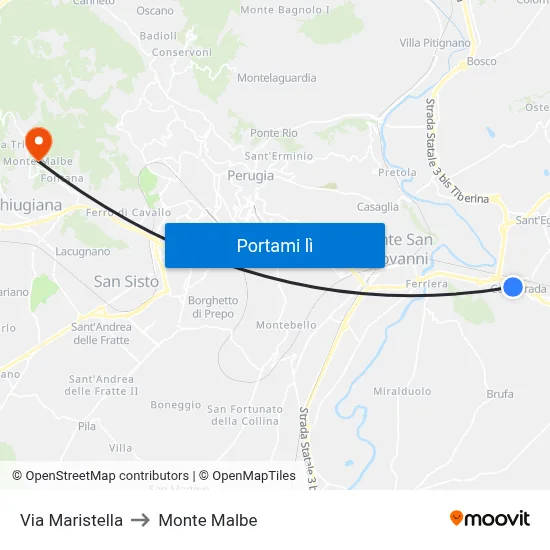 Via Maristella to Monte Malbe map