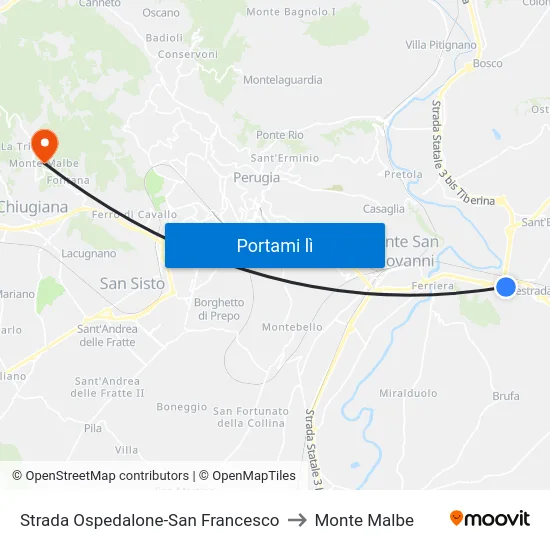 Strada Ospedalone-San Francesco to Monte Malbe map