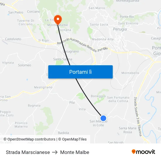 Strada Marscianese to Monte Malbe map