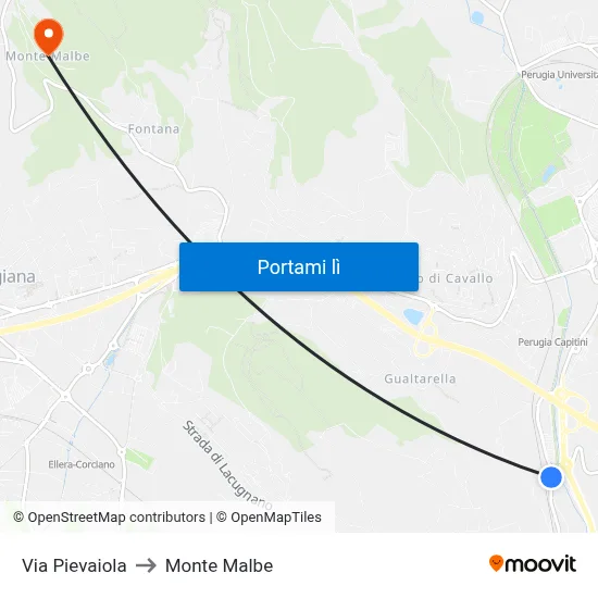 Via Pievaiola to Monte Malbe map