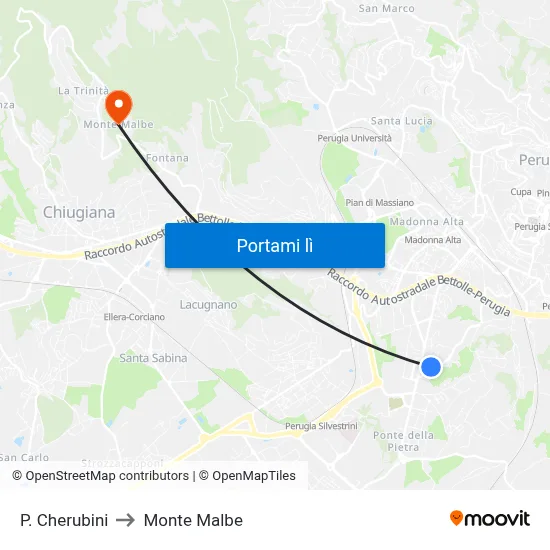 P. Cherubini to Monte Malbe map