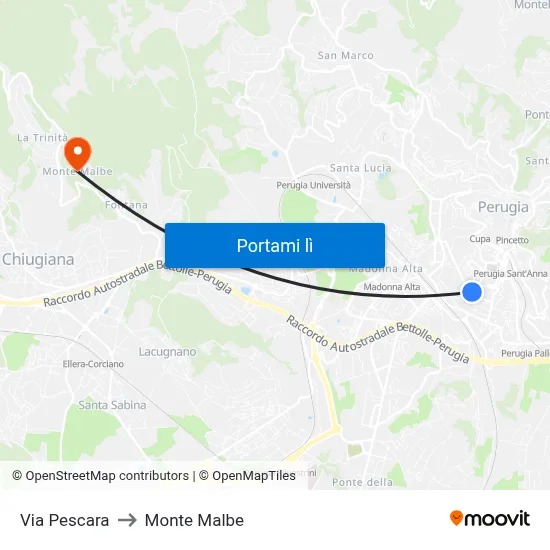 Via Pescara to Monte Malbe map