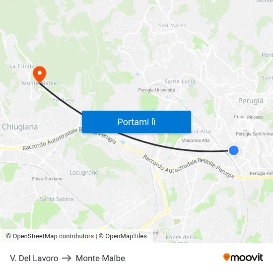 V. Del Lavoro to Monte Malbe map