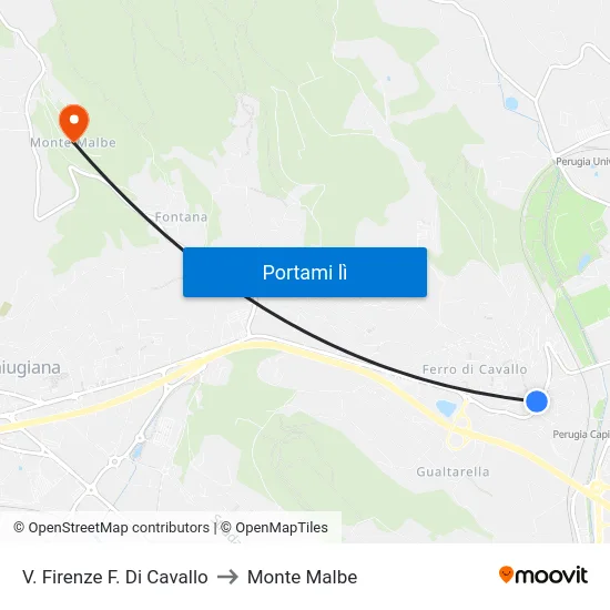 V. Firenze F. Di Cavallo to Monte Malbe map
