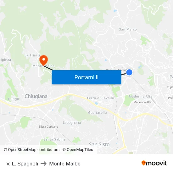 V. L. Spagnoli to Monte Malbe map