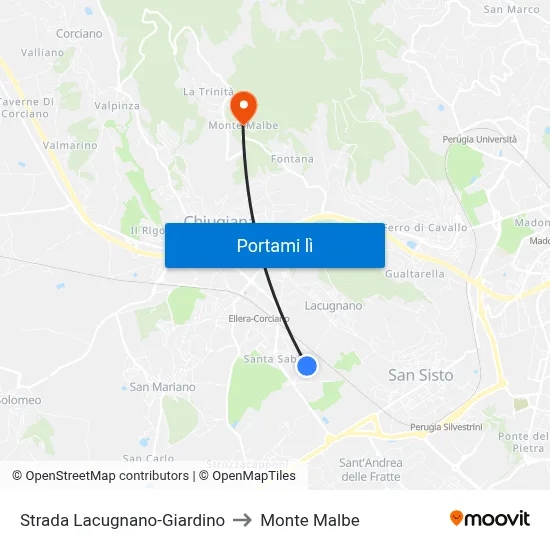 Strada Lacugnano-Giardino to Monte Malbe map