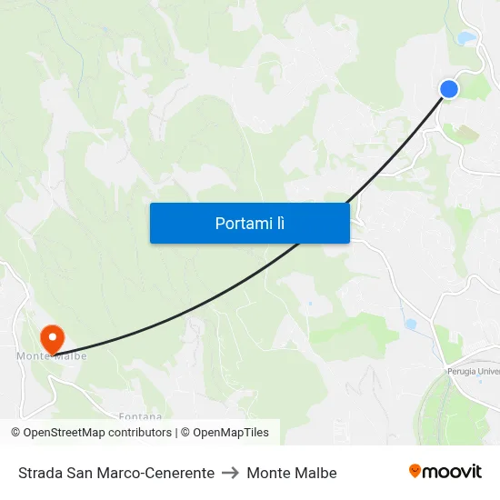 Strada San Marco-Cenerente to Monte Malbe map
