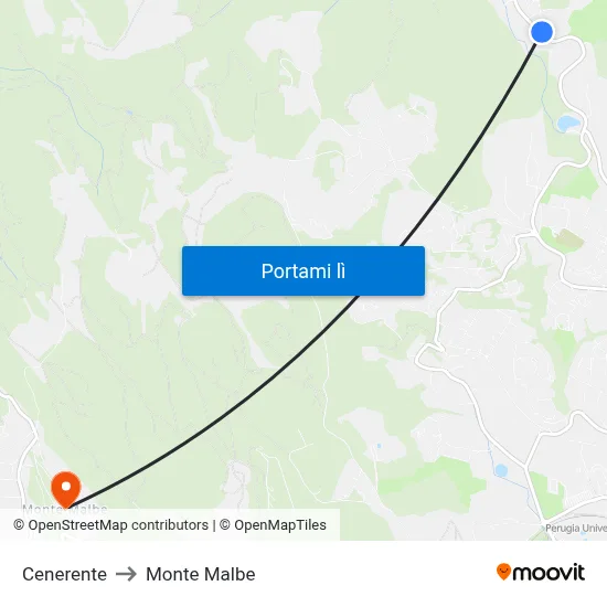 Cenerente to Monte Malbe map